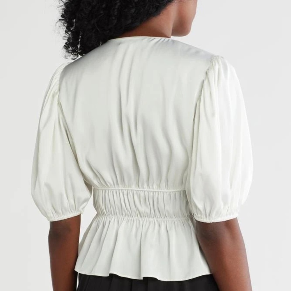 NWT WAYF Satin Tie Front Blouse, size: M - Picture 2 of 8